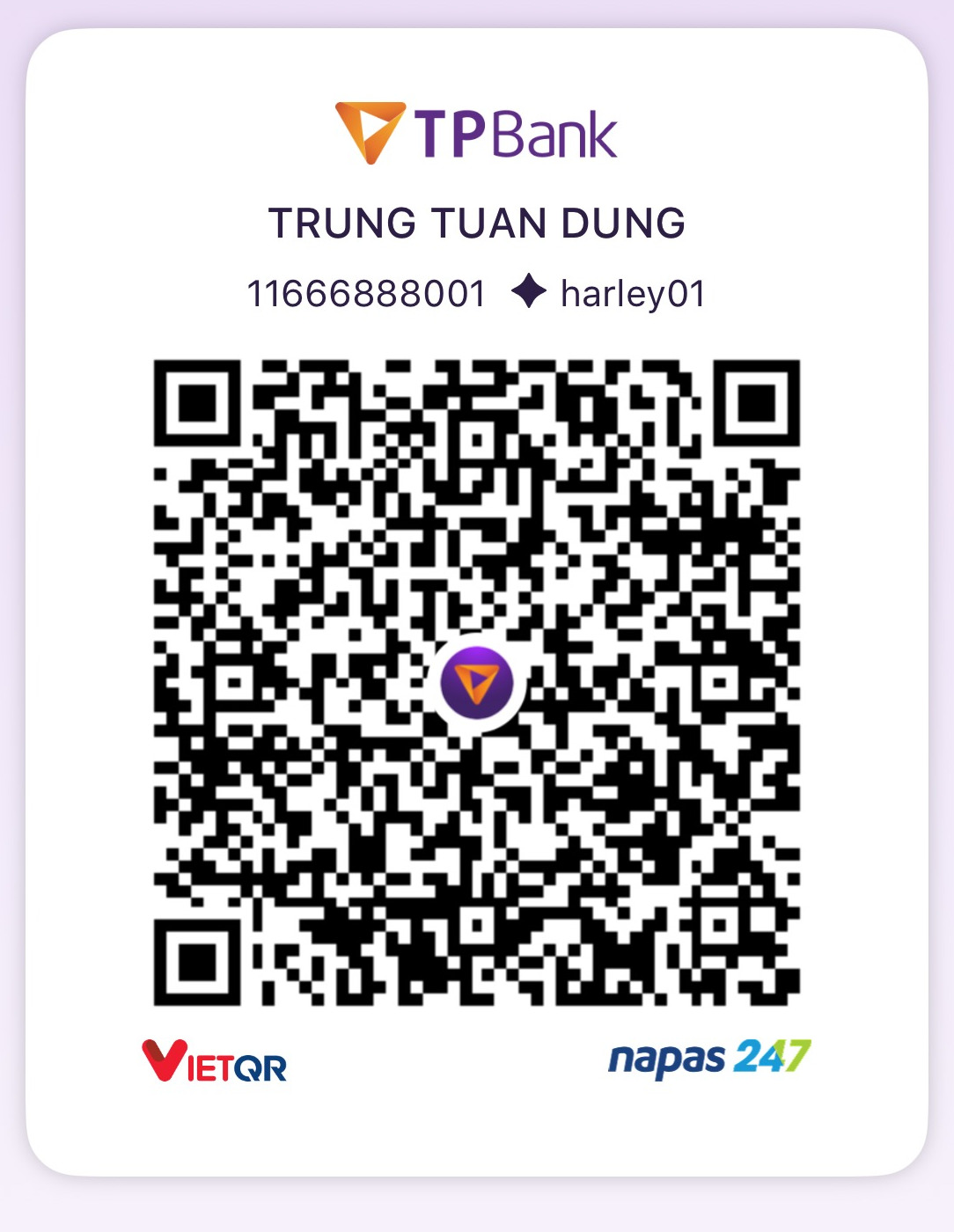 Dũng's bank transfer QR code